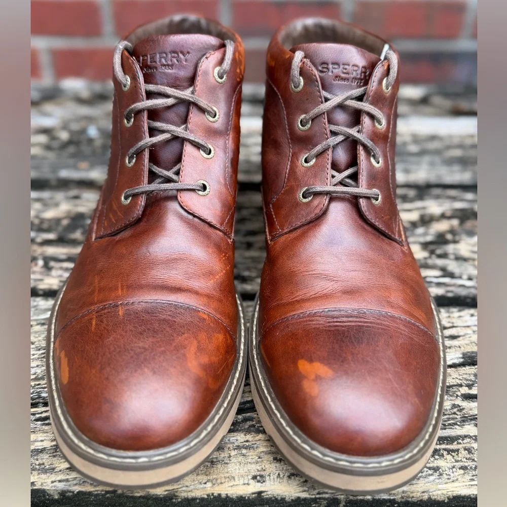 Sperry Top-Sider Commander Men's Sz 13 Brown Leather Oxford Chukka Boots T9